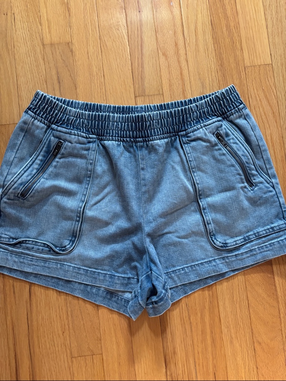 Aerie Casual Elastic-Waist Denim-Look Women’s Shorts - Blue